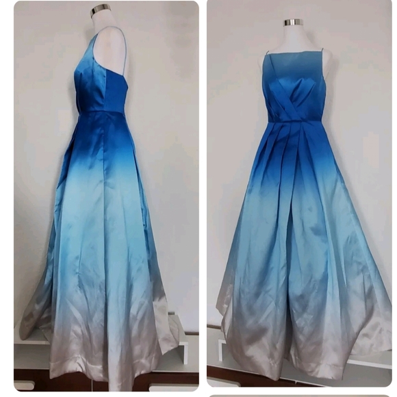 Monique Lhuillier Ombre Blue Gown Formal Dress Tutu  Flare Size 8 Medium - Picture 4 of 7